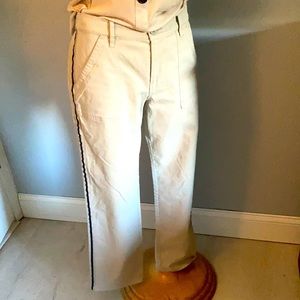 Khaki pant/ navy stripe down side. LUCKY Brand. Adjustable waist.